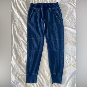 KITH Bleecker Sweatpants Dark Indigo Navy Quilted Jogger Size L Distressed